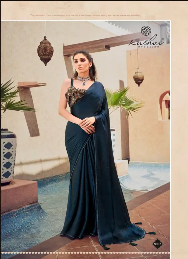 Kashvi Neel Vol 5 Satin With Swarovski Work Saree Collection